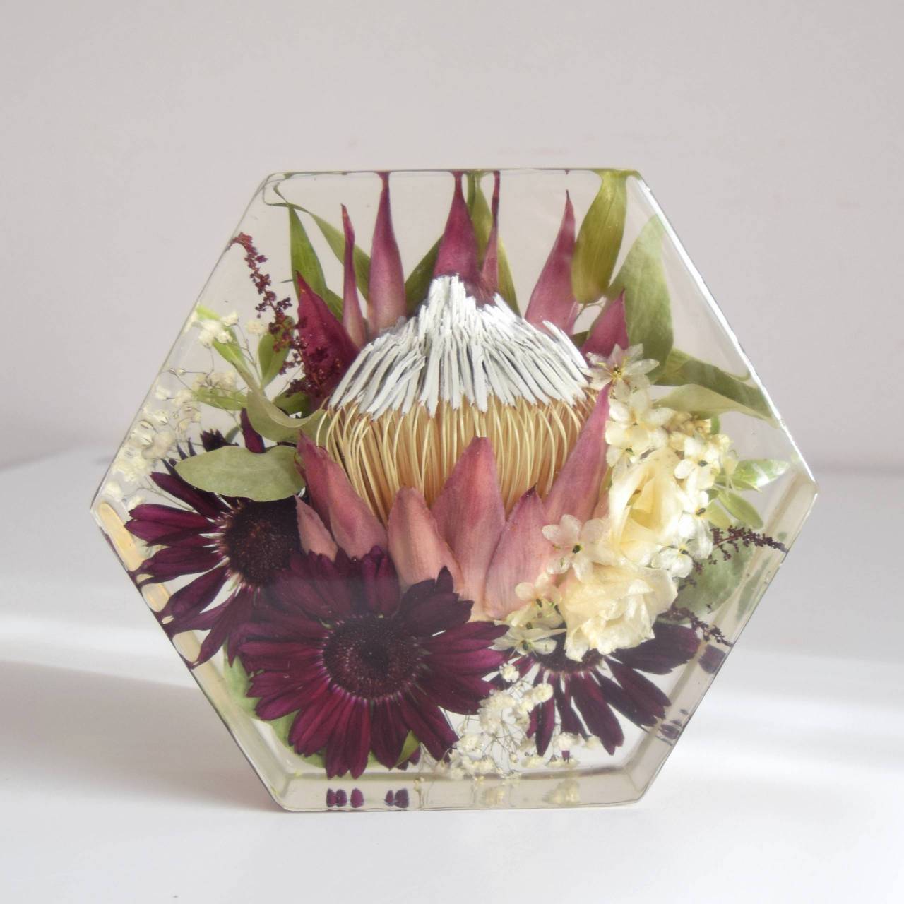 Kytice v pryskyřici - Hexagon střední 20x18