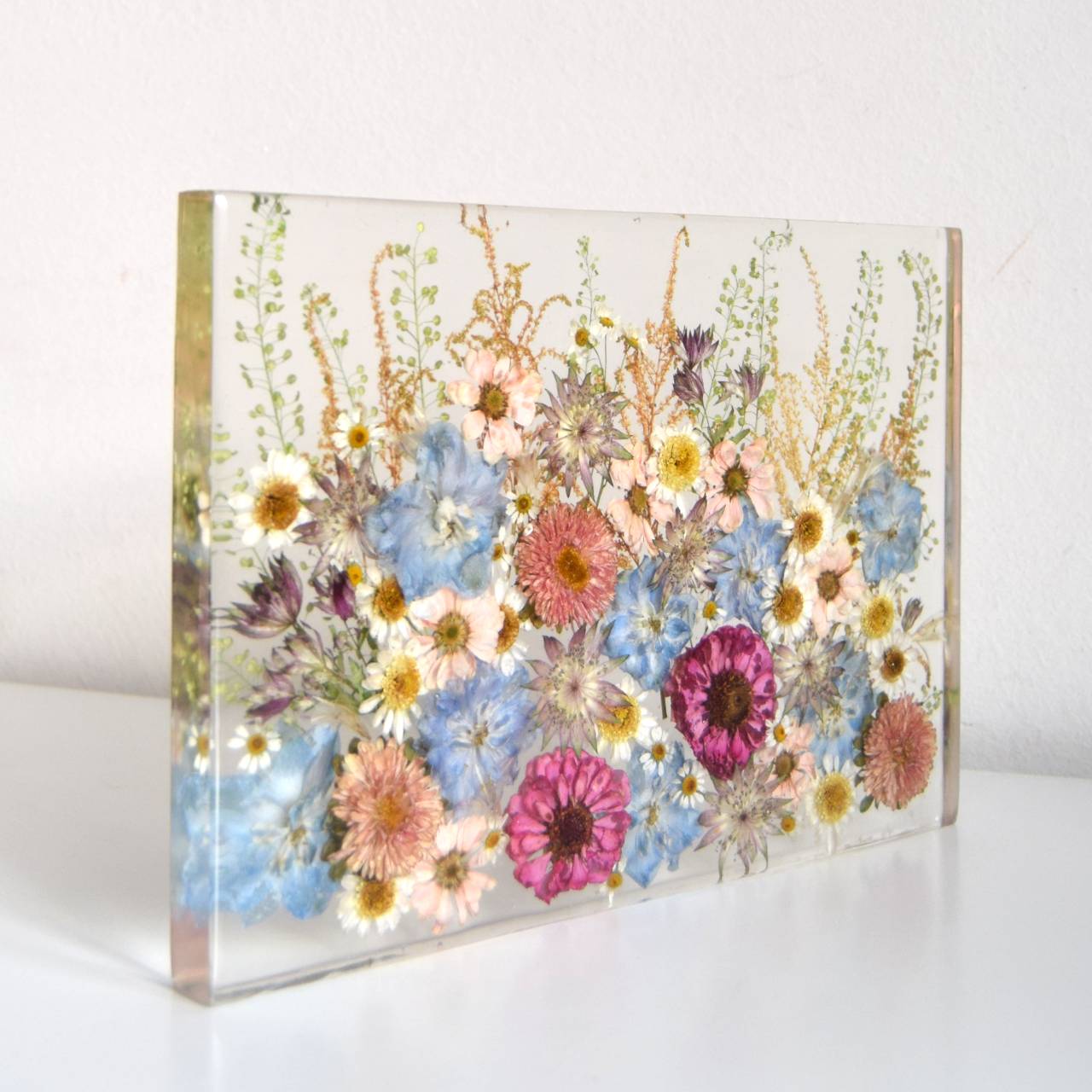 Kytice v pryskyřici - tenký obraz 30x21x2 cm