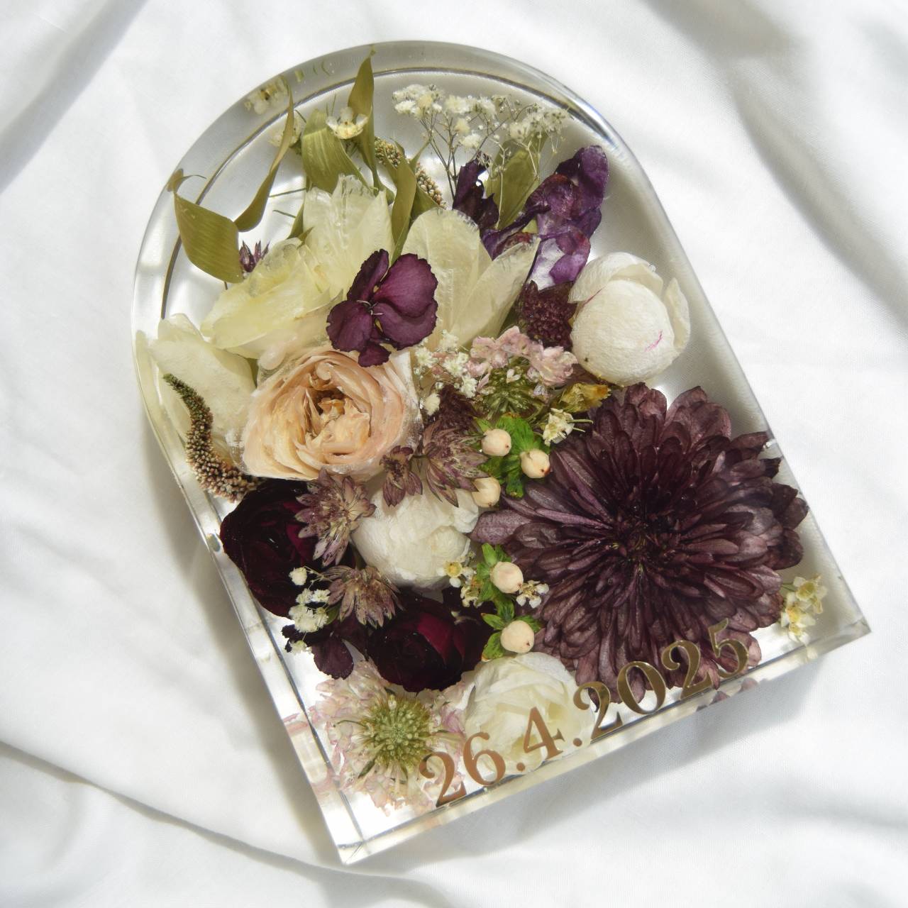 Kytice v pryskyřici - oblouk 20x15