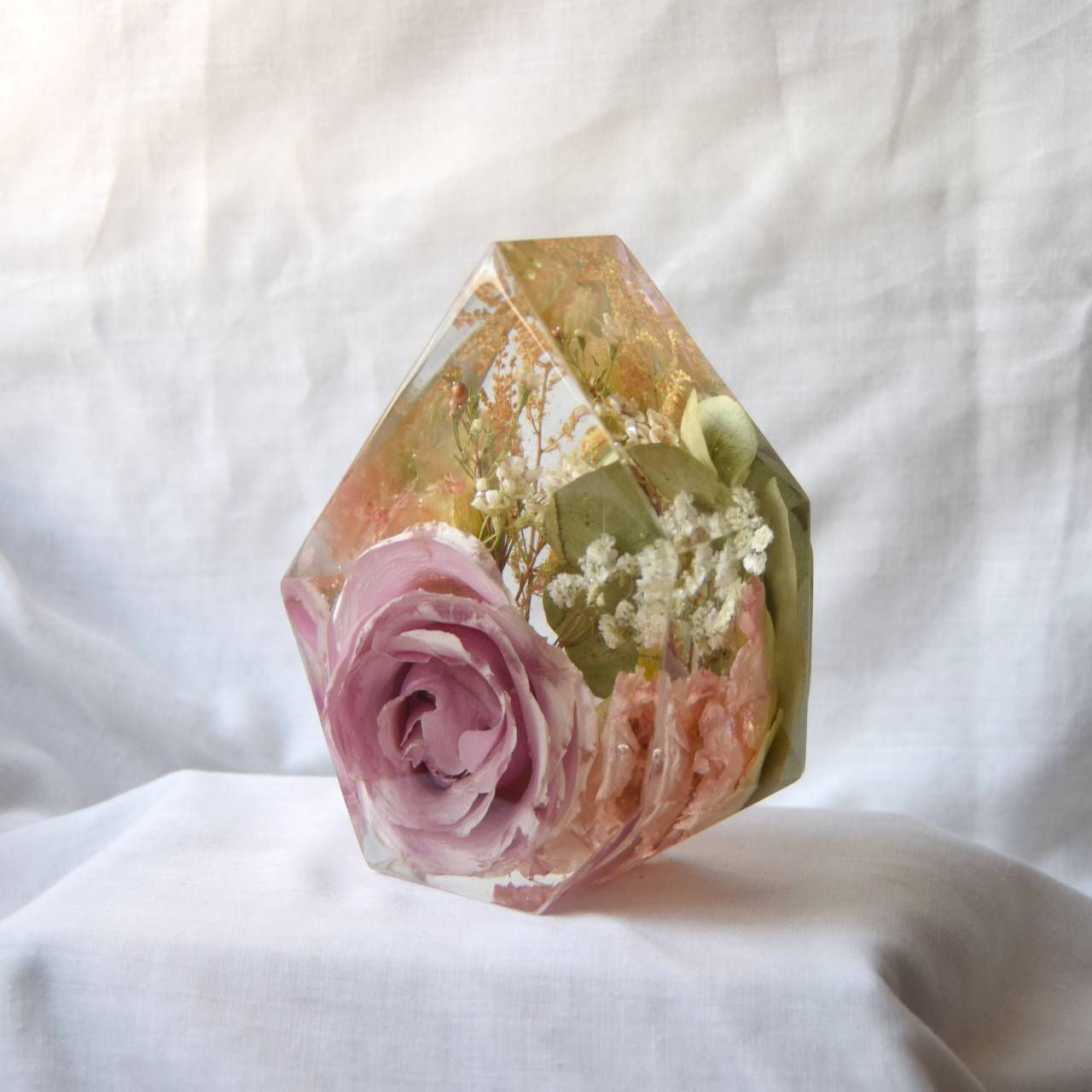 Kytice v pryskyřici - Krystal malý 13x10,5cm