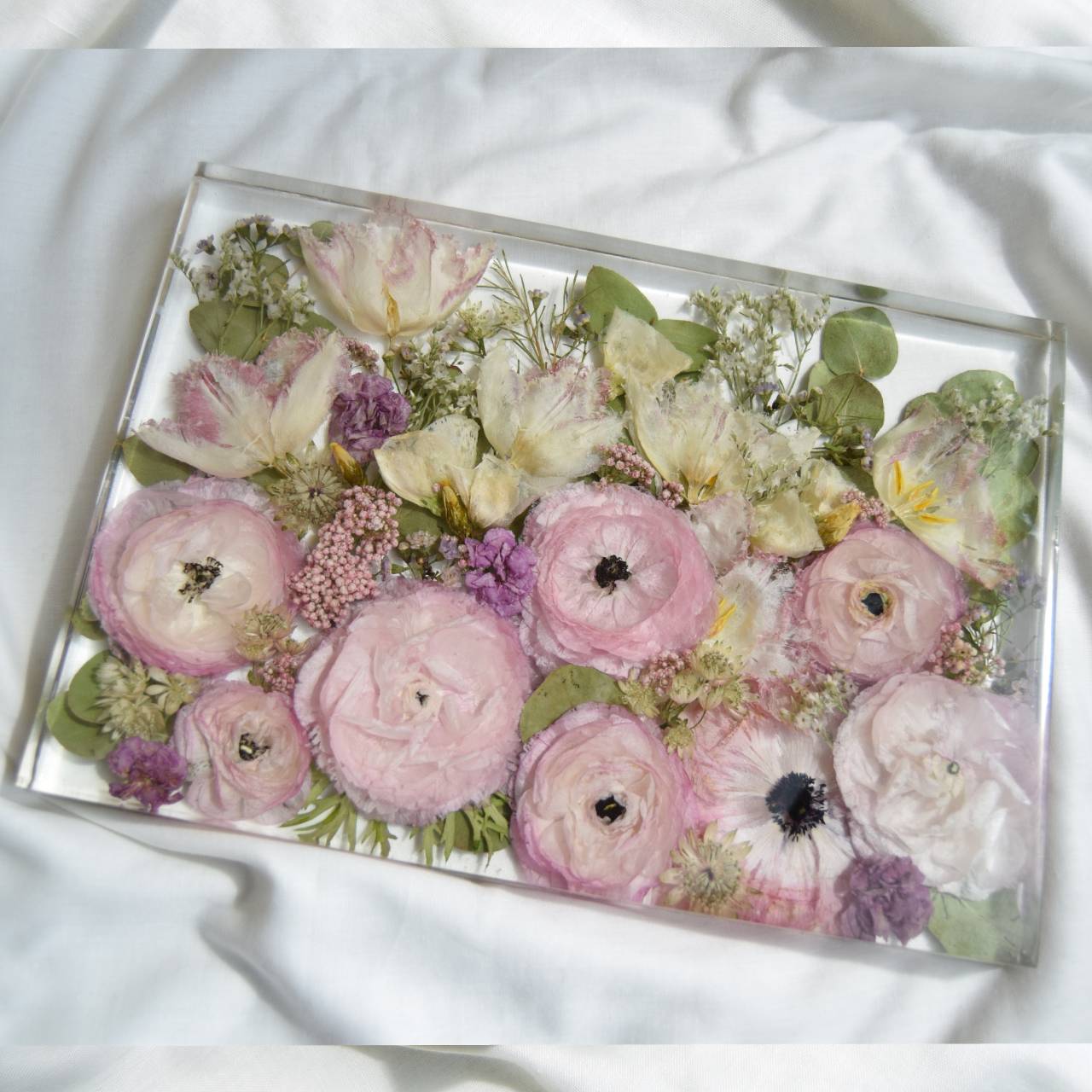 Kytice v pryskyřici - tenký obraz 30x21x2 cm