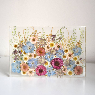 Kytice v pryskyřici - tenký obraz 30x21x2 cm