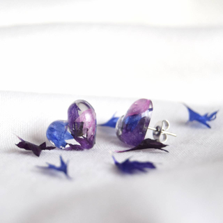 Srdíčkové náušnice s chrpou